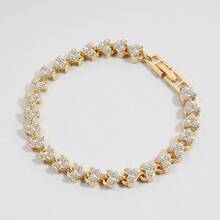 Internet Celebrity Best - Seller! Gold & Silver - Tone Roman Numeral Heart Bracelet For Women, Vintage Chic Hand Jewelry