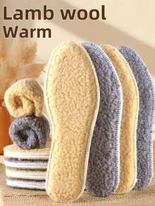 1双冬季毛绒鞋垫，加厚加厚可剪毛身体吸汗排湿柔软舒适保暖鞋垫 - 米色 - 查看 1