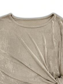 Women's Solid Color Round Neck Long Sleeve T-Shirt And Pants Casual 2 Pieces Set