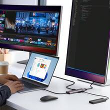 Lemorele TC66L Multifunctional 7-In-1 USB-C HUB, Supports Two Different Displays, Has More Stable Performance, Does Not Require Drivers And Software, Plug And Play, Supports Mirroring Or Expansion Modes, And Is Compatible With Switch.