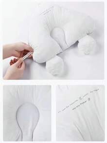 Almohada multifuncional para bebé: funciones antivuelco, lactancia y barriga, tejido de malla de aire 3D, transpirable. Grosor ajustable, fácil de cuidar. - Blanco - Ver 4