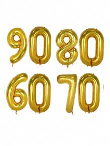 40-Inch Large Number Balloons 10 20 30 40 50 60 70 80 90-Year-Old Adult Birthday Anniversary Decoration Supplies Gold Aluminum Foil Balloons Individually Wrapped For Party Decorations, Birthday Balloons