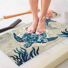 حصيرة الحمام غير الانزلاقية، حصيرة حمام ناعمة مريحة مع فتحات تصريف، حصيرة استحمام من مادة البي في سي بتصميم لوفة للتدليك، للاستخدام في الحمام والأماكن الرطبة، سريعة التجفيف