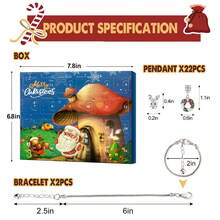 2025年女士24天圣诞节倒计时手链，包含22个魔法咒语，2条成人DIY珠宝制作手链，圣诞节假日倒计时礼物 - 彩色 - 查看 2