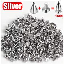 10/30/50/100 Sets DIY Cone Studs And Spikes Punk Metal Sliver Gold Double Cap Screwback Rivets Round Nail DIY Clothes Shoes Bag Collar Accessories