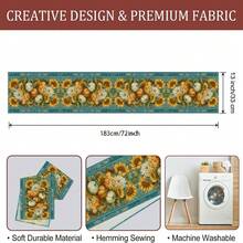 1/108 pièces Style pastoral d'automne et d'été Motif rétro de citrouille et de feuille d'érable Impression numérique Chemin de table de podium - Dîner en famille, décoration d'ambiance, convient pour les fêtes, les cadeaux, les cuisines, les salons, les banquets d'hôtel