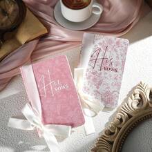 2 Pcs  Wife And Hand Wedding Vow Books With Ribbon Bow Floral Vow Books Notebook Wedding Vows Bride And Groom With 48 Pages 3.94 X 5.91 Inches Bridal Shower Gifts - Black - View 8