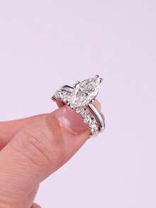 925 Sterling Silver Moissanite Ring For Women, Hypoallergenic High-End Engagement/Wedding Ring, Valentine's Day/Birthday Gift, Oxidation-Resistant Gift Box Packaging - Silver - View 20