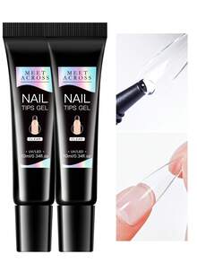 MEET ACROSS 1/2/3pcs Solid Nail Glue Nail Tips Gel For Press On Nails, 3 In 1 Nail Gel For Fake Nails, Super Strong Acrylic Nail Gel For Manicure Extension, False Nails Adhesive Glue Long Lasting