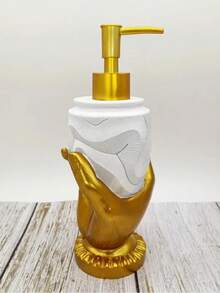 1 Stück eleganter goldfarbener Fingerabdruck Seifenspender aus Harz - quecksilberfrei, freistehender Pumpspender für Lotionen mit strukturiertem Design, ideal für Badezimmer und Küchendekoration, Seifenpumpe | Einzigartiger Spender | Harzstruktur, Seifenspender Badezimmer (10,82oz/320ml)