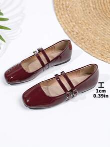 女式复古玛丽珍平底鞋，双带设计，适合所有季节