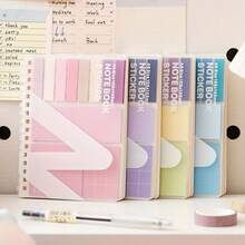 Multi-Functional Notebook Combination Set, Four-In-One Notebook With Sticky Notes, Index Stickers And Horizontal Lines, Loose-Leaf Book Waterproof Cover, Back To School And Office - Purple - View 1
