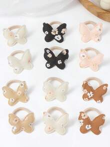 10 件 Maillard 彩色 3D 面料蝴蝶发圈，可爱碎花发带，弹力发带，甜美女孩日常派对发饰 - 彩色 - 查看 9