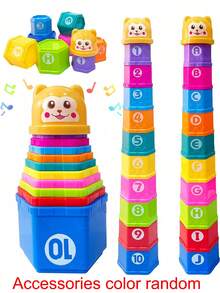 11pcs Stacking Cups Toy, Baby Building Blocks Toy With Numbered Letter Pattern Cartoon Bear, Baby Bath Toy, Children Educational Toy, Christmas Gift [Random Color] - Multicolor - View 13