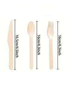 300 Bộ/60 Bộ/10 Món 100% Tự nhiên, Bộ đồ ăn dùng một lần bằng gỗ (20 Món/100 Nĩa, 20 Món/100 Dao, 20 Món/100 Thìa), Đồ bạc phân hủy được, Đồ ăn bằng tre, Hoàn hảo cho các bữa tiệc ngoài vườn. - Nhiều màu - Xem 3