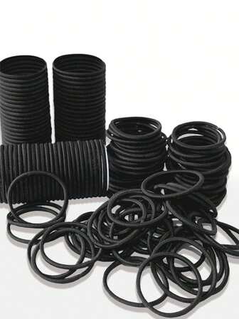 10条/30条/50条/100条装高弹加厚黑色发圈，男女通用，发饰，发带，发圈，马尾辫发圈，美发工具，橡皮筋，多功能发饰，加厚基础款发圈，不伤发，可重复使用