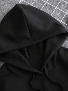 Customized Photo Printed Hoodie Sweatshirt For Plus Size Men, Upload Your Interesting Photos Of Friends, Family, Loved Ones, Pets, Personalized Plus Size Men's Hoodie, Long Sleeve Top - Black - View 6