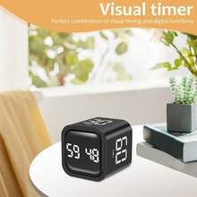 SULVGO Digital Cube Pomodoro Timer Productivity Timer Kitchen Timer Desk Timer 5/10/30/60min & Custom Countdown, Vibration & Adjustable Sound Alarm,For Task Work Cooking Studying-Black