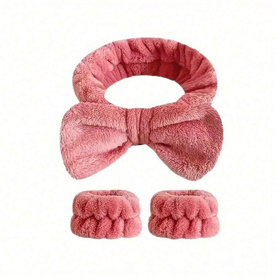 3-Piece Kit With One Pair Of Facial Washing Bracelets + One Water-Absorbing Artifact - Dusty Pink - View 1