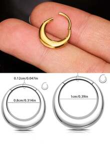 1pc Hypoallergenic Stainless Steel Nose Septum Ring, Conch Piercing Jewelry, Suitable For Cartilage, Helix, Tragus, Lobe Piercing, Unisex Daily Wear - 1 Pc - View 4