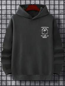 [PIERSON OBM] Sudadera con capucha impresa casual deportiva para hombres - Negro - Ver 7
