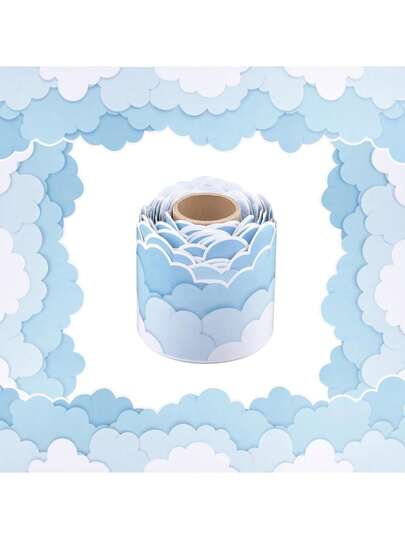 10M/Rolă, Autocolante Decorative Impermeabile cu Bordură de Nor, Tablă de Anunțuri pentru Clasă, Decorațiune pentru Caiet, Plic, Sală de Clasă, Autocolante Adezive pentru Cameră - Se Tăie Liber