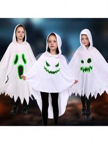 2025万圣节新款儿童发光鬼魂斗篷，儿童角色扮演魔鬼死神服装 - 彩色 - 查看 1