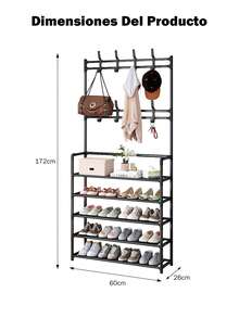 Shoe Rack Shoe Organizer Multifunctional Coat Rack, Shoe Rack For Closet, Coat And Shoe Rack, Space-Saving Entryway Furniture, Easy To Assemble, Multifunctional Storage Solution, For Various Home Settings - Black - View 10