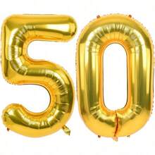 40-Inch Large Number Balloons 10 20 30 40 50 60 70 80 90-Year-Old Adult Birthday Anniversary Decoration Supplies Gold Aluminum Foil Balloons Individually Wrapped For Party Decorations, Birthday Balloons