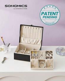 SONGMICS 2-Layer Jewelry Box, Jewelry Organizer With Handle, Removable Jewelry Tray, Jewelry Storage, Floating Effect, 8.1 X 9.4 X 4.3 Inches, Idea, White UJBC165W01 - màu đen - Xem 2