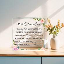 Elegancki element dekoracyjny z akrylu "Do mojej bratowej/szwagra: Rodzina to nie zawsze więzy krwi, ale ci, którzy są gotowi cię zaakceptować i kochać – szczere życzenia urodzinowe, ukończenia szkoły, ślubu"