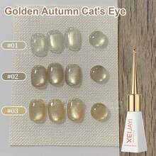 XEIJAYI 3pcs 10ml Cat Eye Nail 2025 Holographic Nail Art Reflective Cat's Eye Magnetic Nail Gel Soaking UV LED Gel Salon Female Nail Art Tools Fashion Nail Gel - 彩色 - 查看 2