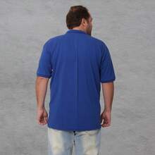 Camisa Polo Masculina Plus Size Piquet Premium Algodão Casual Trabalho Uniforme - Azul Royal - Visão 2