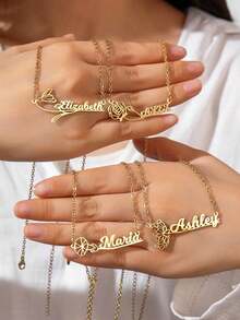 Personalized Birth Flower Name Necklace/Custom Jewelry/Birthday Gift/Horizontal Birth Flower Name Necklace/Christmas Gift/Bridesmaid Gift/Custom Name Necklace/Birthday Flower Jewelry/Flower Name Necklace/Handmade Birthday Gift/Gift For Her, Floral Design Personalized Name Necklace - December Flower Gift, Mother's Day, Father's Day, Easter Everyday & Party Jewelry, Unisex, Mother's Day Necklace, Elegant Luxury Accessory For Any Occasion, Halloween Gift, Valentine's Day Gift, Wedding Gift