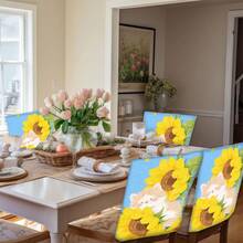 2/4/6pcs Cute Cat Pattern Linen Chair Covers, Suitable For Home Decor, Living Room, Dining Room, Garden, Hotel, Party, Washable Polyester Material Chair Seat Cushion Covers - Multicolor - View 11