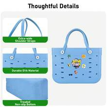 1pc Large Women's Beach Bag, Large Capacity Geometric Pattern Open Design Beach Bag, Waterproof And Sandproof Multifunctional EVA Handbag, EVA Tote Bag, Rubber Vegetable Basket Bag, Suitable For Beach, Swimming Pool, Vacation, Travel, Camping - Fashionable And Casual Shopping Bag - 彩色 - 查看 7