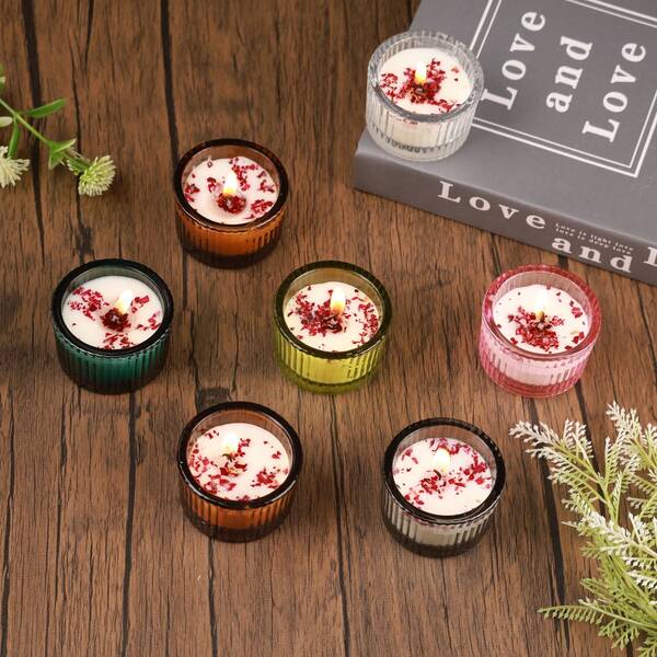 1/4pcs High-End Glass Aromatherapy Candle Set Gift Box, Made Of A Mixture Of Glass Wax, Soy Wax, And Beeswax, Suitable For Wedding Venues, Halloween Holiday Venues, Restaurants, Living Rooms, Yoga Studios, Meditation, Birthday Candles, Mother's Day Gifts, Valentine's Day Gifts, Birthday Gifts, Adult Gifts, Wedding Candles, Home Decoration, Room Decoration, Wedding Gifts, And Souvenirs