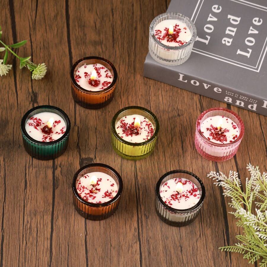 1/4pcs High-End Glass Aromatherapy Candle Set Gift Box, Made Of A Mixture Of Glass Wax, Soy Wax, And Beeswax, Suitable For Wedding Venues, Halloween Holiday Venues, Restaurants, Living Rooms, Yoga Studios, Meditation, Birthday Candles, Mother's Day Gifts, Valentine's Day Gifts, Birthday Gifts, Adult Gifts, Wedding Candles, Home Decoration, Room Decoration, Wedding Gifts, And Souvenirs