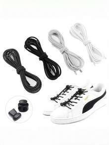 A Pair Of Round, No Knots, Mushroom Spring Buckle Style, Tight Laces, Including Luminous Style Laces, High Elastic Laces, Not Easy To Break. They Are Suitable For Sneaker, Basketball Shoes And Casual Shoes, Convenient And Comfortable To Wear
