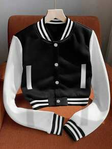1pc Girls & Teens' Raglan Color Block Casual Baseball Jacket, Fashionable & Versatile For Autumn/Winter