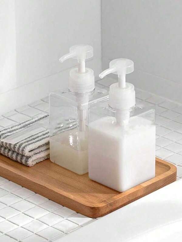 1 pieza Botella rellenable con bomba para gel de ducha, detergente de lavandería, champú, loción, jabón de manos - Transparente