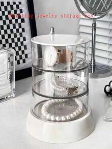 1 Stück stilvoller, transparenter, mehrschichtiger Drehdisplay, innovativer minimalistischer Schmuckorganizer für Haarspangen, Haargummis, Ohrringe, perfekt für Wohndekoration, Geschenk für sie, ideal zum Organisieren von Accessoires, Verschönerung Ihres Schminktisches, Aufbewahrungslösung für Modebewusste, Muss-haben Geschenk für Feiertage, vielseitiges und schickes Design für jeden Anlass