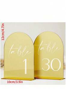 1 Set Acrylic Arch Shaped Number Place Cards, Party Decor Seating Cards, Wedding Table Numbers, Modern Wedding Ceremony & Reception Signage