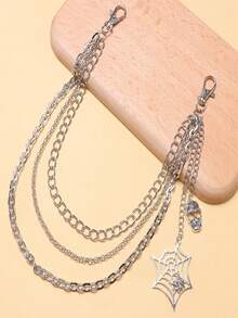 1Pc Personalized Hip-Hop Rhinestone Red Spider Pendant Metal Multi-Layer Pants Chain Versatile Jeans Accessory