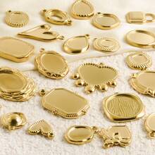 2 pezzi di ciondoli in acciaio inossidabile con forme assortite, inclusi rettangolo, ovale, goccia d'acqua, cuore, quadrato, per fai da te con resina, gocce d'olio, pietre, charms geometrici di alta qualità per la realizzazione di gioielli e decorazioni casual quotidiane