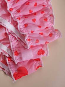 3pcs/Pack - Plus Size Women's Panties With Bow Ruffle Trim, Elegant Printed Design, Comfortable Fabric - Multicolor - View 4