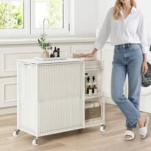 Laundry Hamper With Wheels, Handwoven Laundry Basket With Lid, Shelves, Rolling Clothes Hamper With Removable Liner Bag, 110L Large Laundry Sorter Laundry Room Organization, Naturalhalloween - 白色 - 查看 8