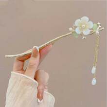 Elegant Chinese Style Tassel Hair Stick, Traditional Floral Design Hair Accessory Suitable For Women's Daily Wear And Parties