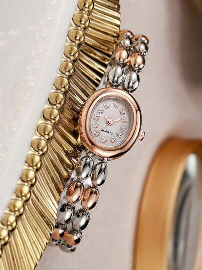 1 pieza Reloj de cuarzo ovalado elegante y minimalista de diseño de alta calidad, estilo casual y versátil, adecuado para adolescentes y estudiantes, regalo de Halloween, regalo de cumpleaños, regalo de Acción de Gracias