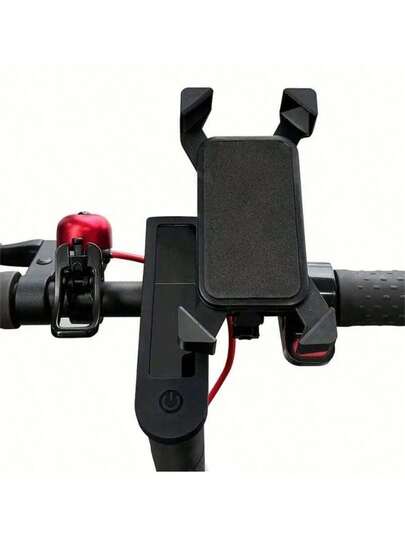 حامل هاتف قابل للدوران 360 درجة لدراجة كهربائية ودراجة نارية ودراجة جبلية - مشبك رباعي القوائم قابل للتعديل، من البلاستيك الأسود ABS قطعة واحدة